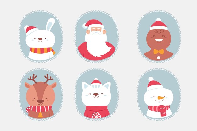 Hand drawn christmas characters collection