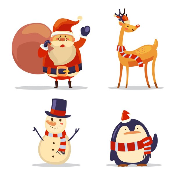 Hand drawn christmas characters collection