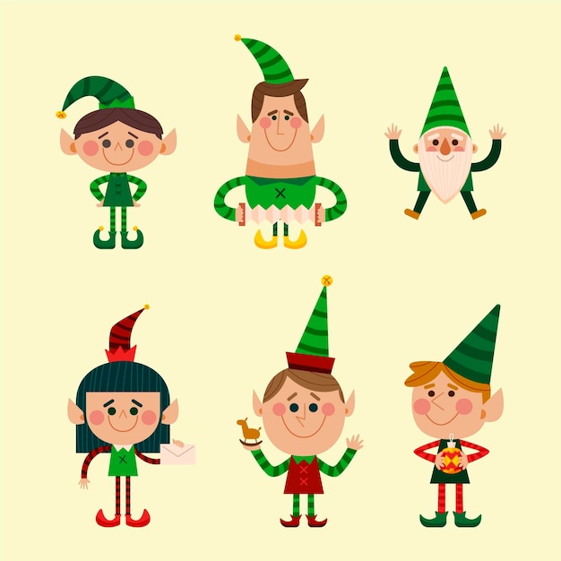 Hand drawn christmas characters collection