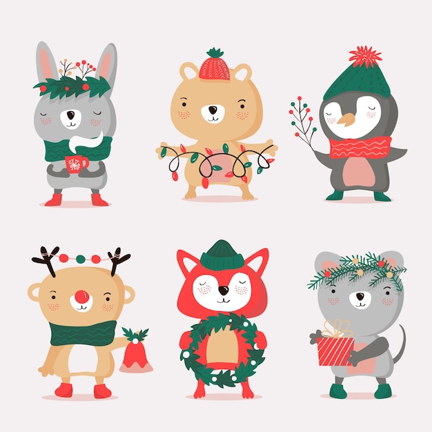 Hand drawn christmas characters collectionhand drawn christmas characters collection