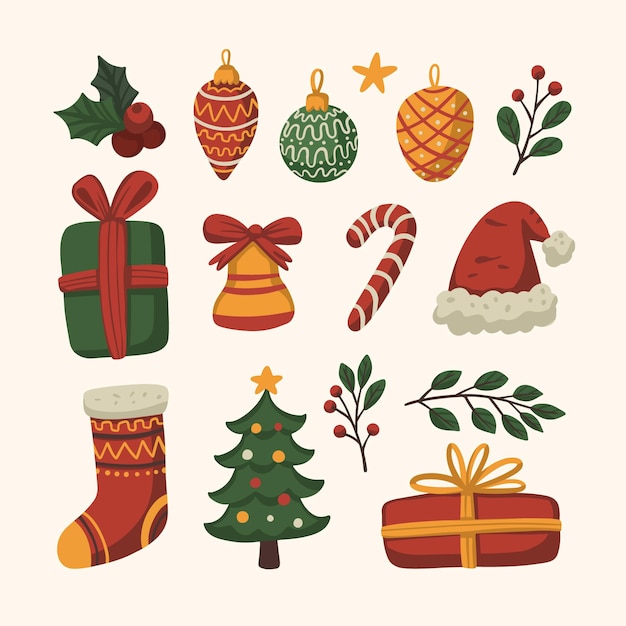 Hand drawn christmas decoration collection