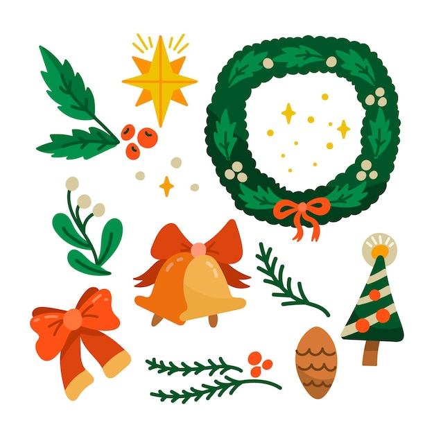 Free Vector hand drawn christmas decoration collection