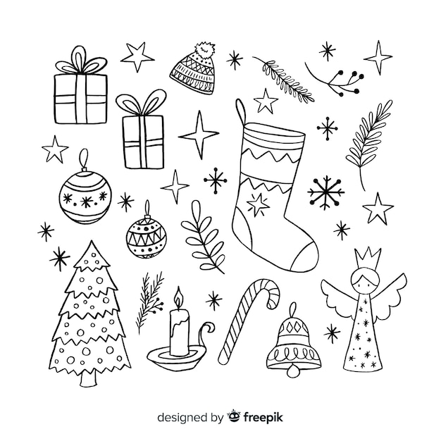 Hand drawn christmas decoration pack