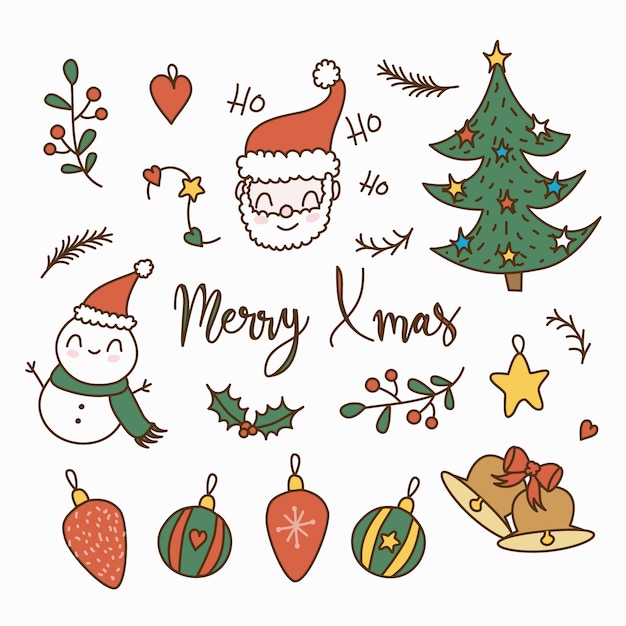 Hand drawn christmas decoration pack