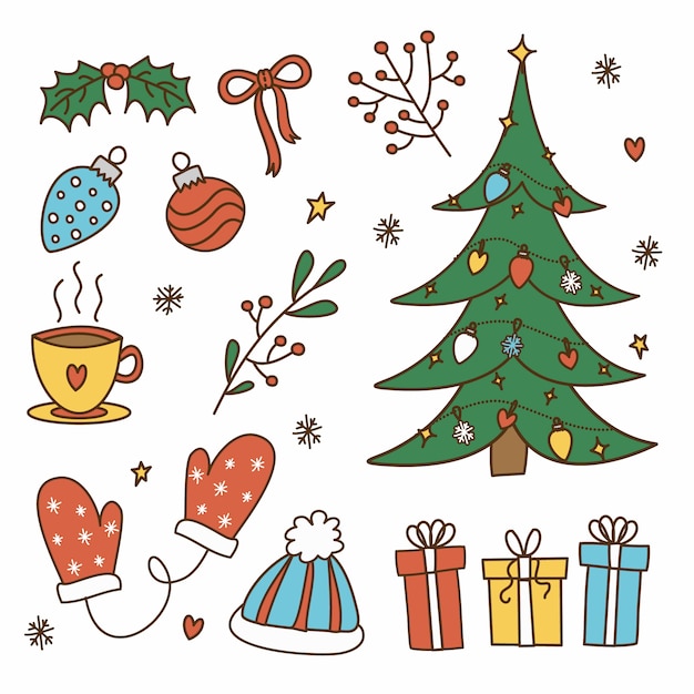 Free Vector hand drawn christmas decoration pack