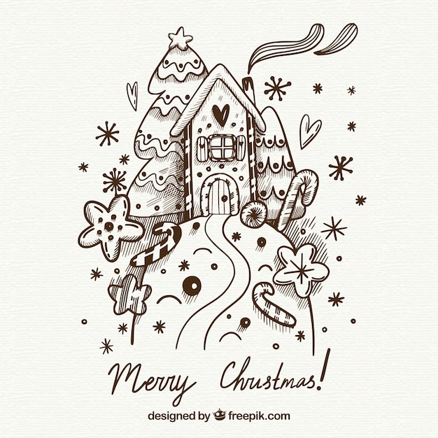 Free Vector hand drawn christmas design with house