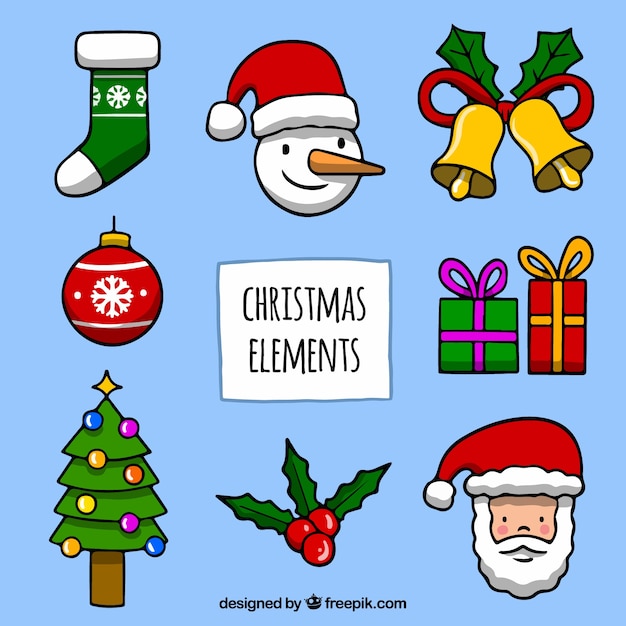 Hand drawn christmas element collection