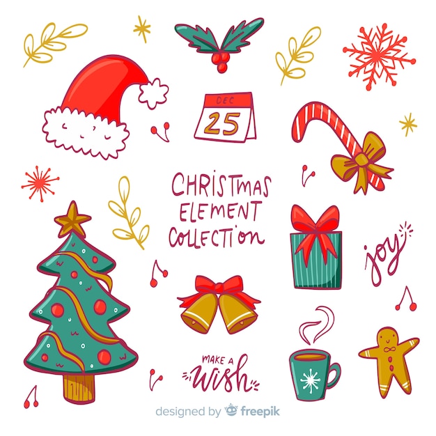 Hand drawn christmas element collection