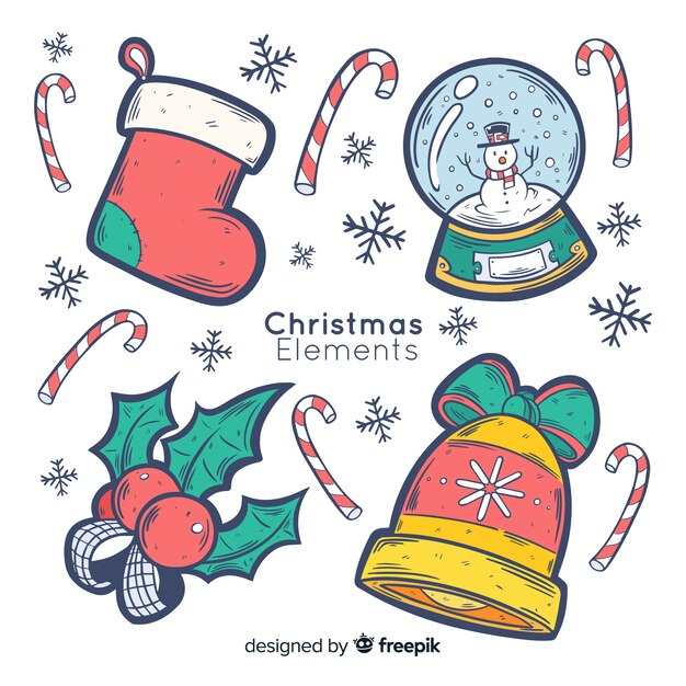 Hand drawn christmas element collection