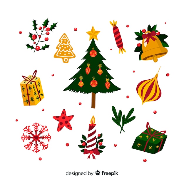 Hand drawn christmas element collection