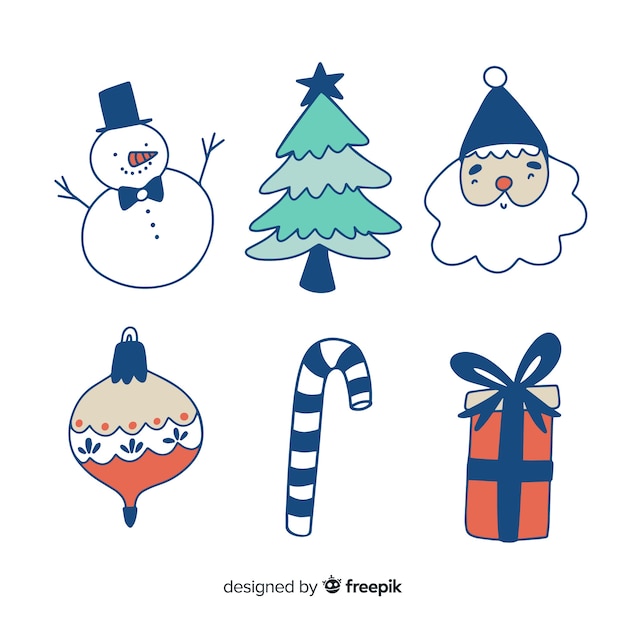 Hand drawn christmas element collection