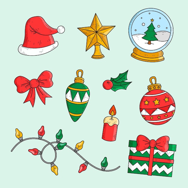 Hand drawn christmas element collection