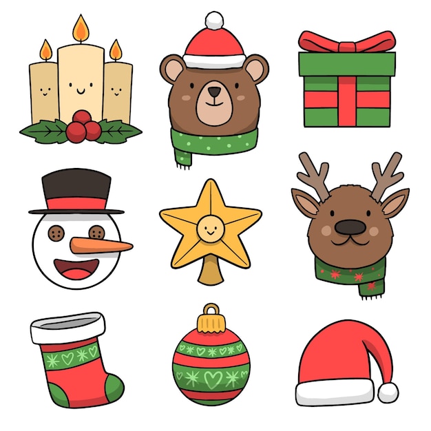 Free vector hand drawn christmas element collection