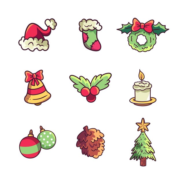 Hand drawn christmas element collection