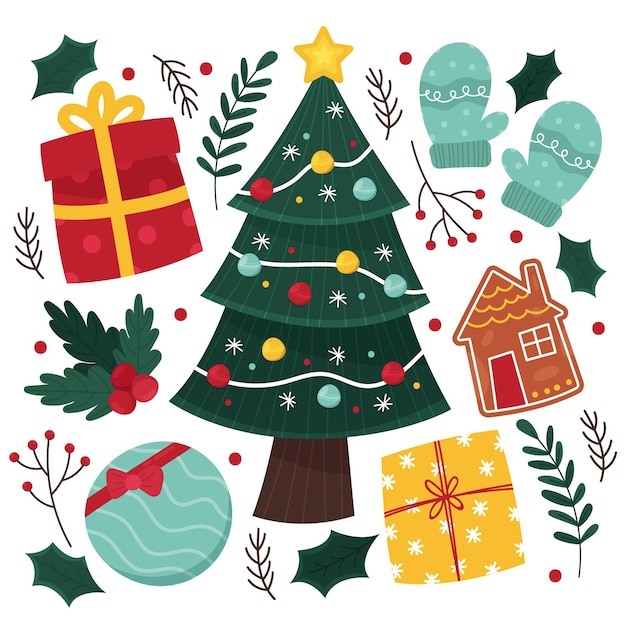 Free vector hand drawn christmas element collection