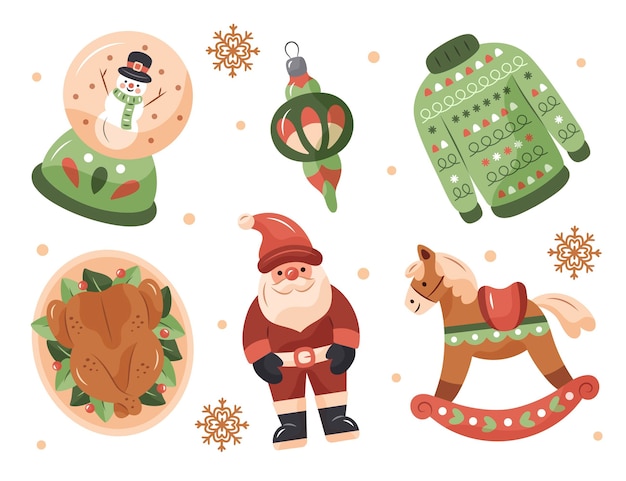 Free Vector hand drawn christmas element collection