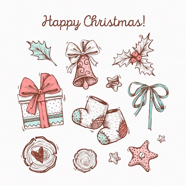 Hand drawn christmas element pack