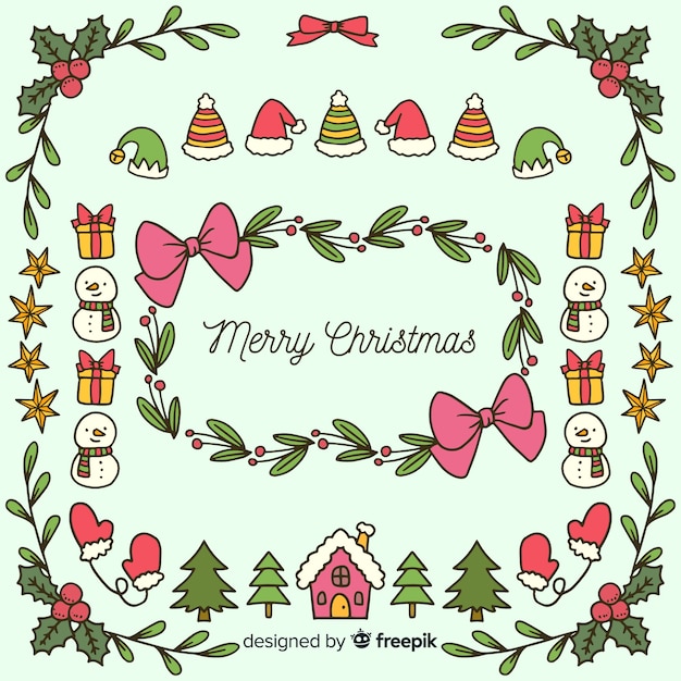 Hand drawn christmas elements background