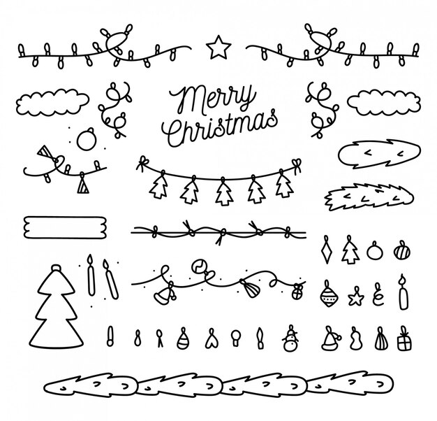 Hand drawn christmas elements collection