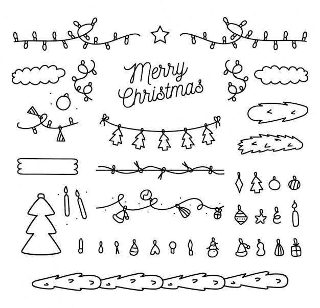 Hand drawn christmas elements collection