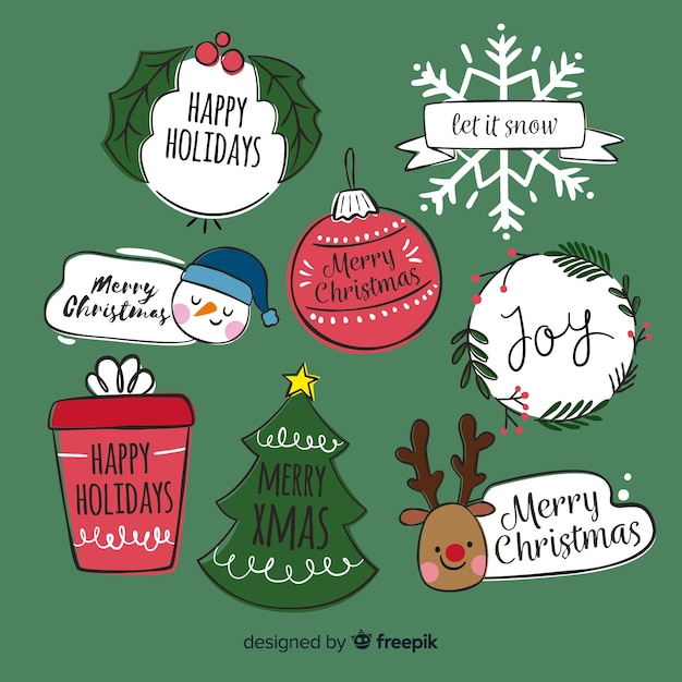 Free vector hand drawn christmas elements collection