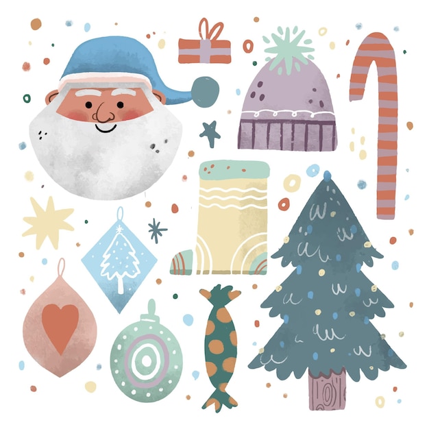 Free Vector hand drawn christmas elements collection