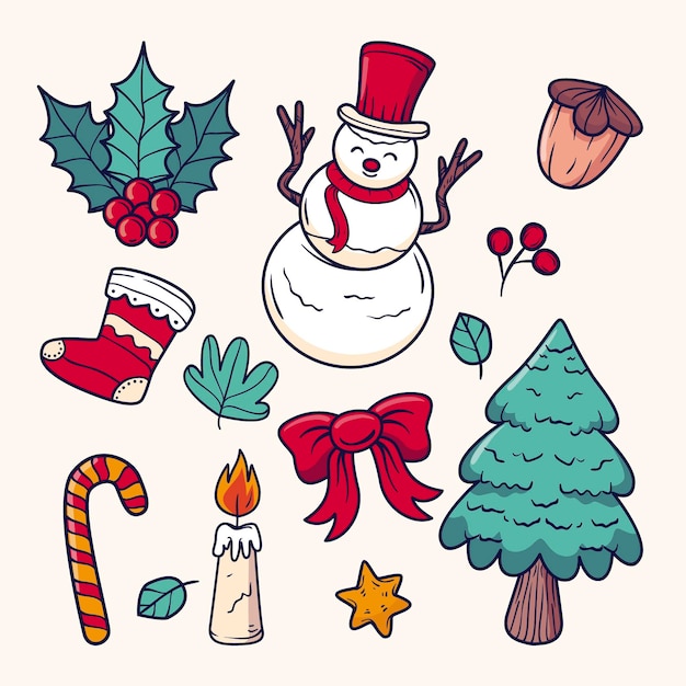 Free Vector hand drawn christmas elements collection