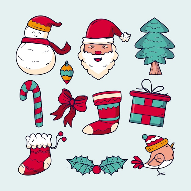 Free Vector hand drawn christmas elements collection