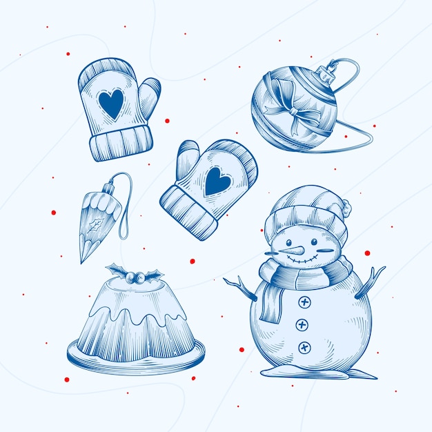 Free Vector hand drawn christmas elements collection