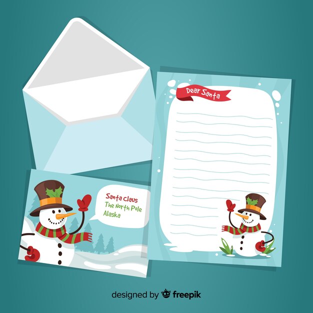 Hand drawn christmas envelope and letter design