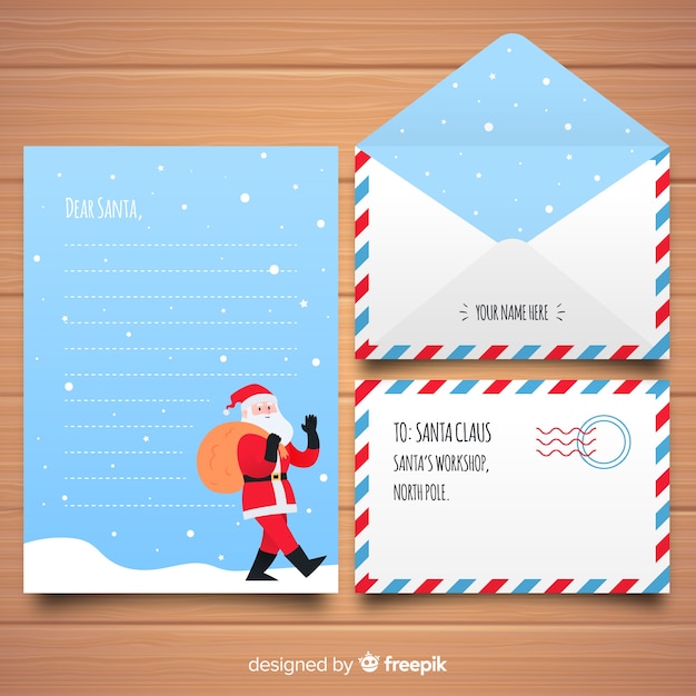 Free Vector hand drawn christmas envelope and letter