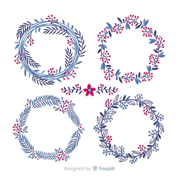 Free vector hand drawn christmas flower & wreath set