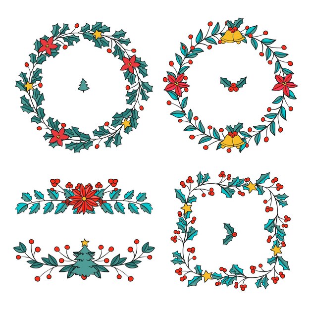 Hand drawn christmas frames and borders collection