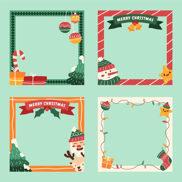 Hand drawn christmas frames and borders collection