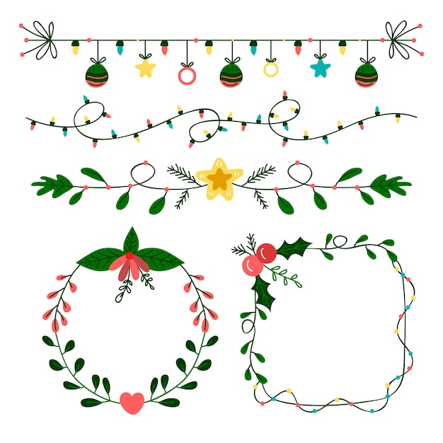 Hand drawn christmas frames and borders