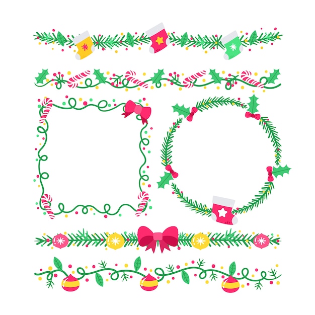 Free Vector hand drawn christmas frames and borders