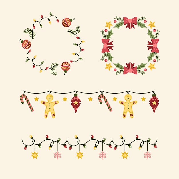 Free Vector hand drawn christmas frames and borders