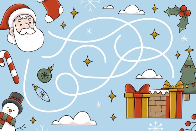 Free Vector hand drawn christmas game illustration