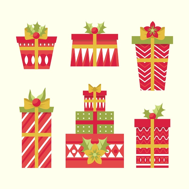 Free Vector hand drawn christmas gift collection