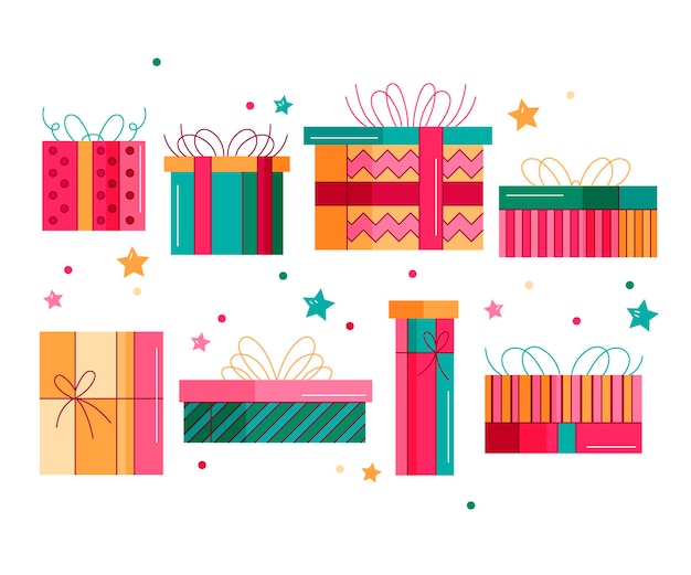 Free Vector hand drawn christmas gift collection