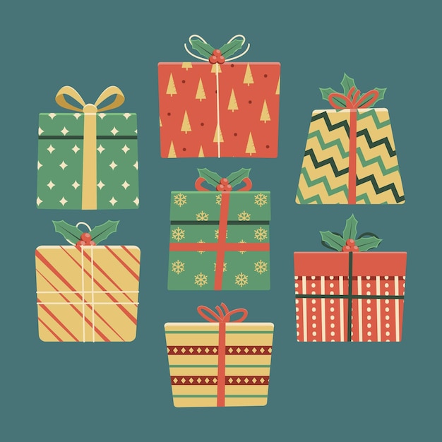 Free Vector hand drawn christmas gift collection