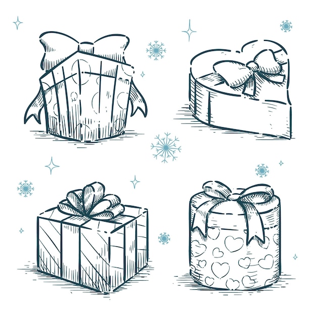 Free Vector hand drawn christmas gift collection