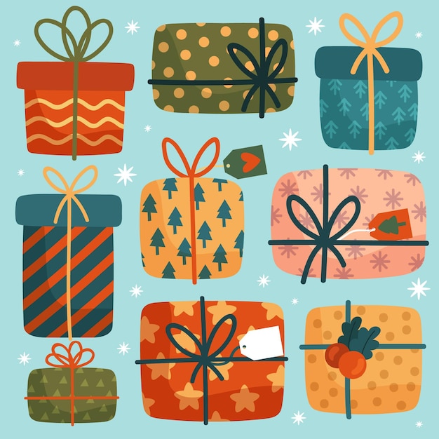 Free Vector hand drawn christmas gift collection