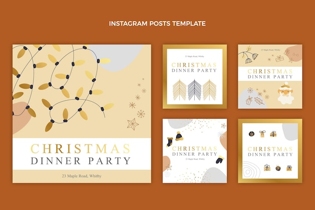 Free Vector hand drawn christmas instagram posts collection