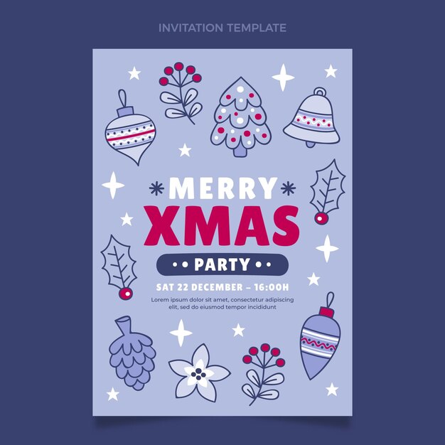 Hand drawn christmas invitation template