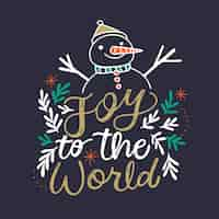 Free vector hand drawn christmas joy to the world lettering