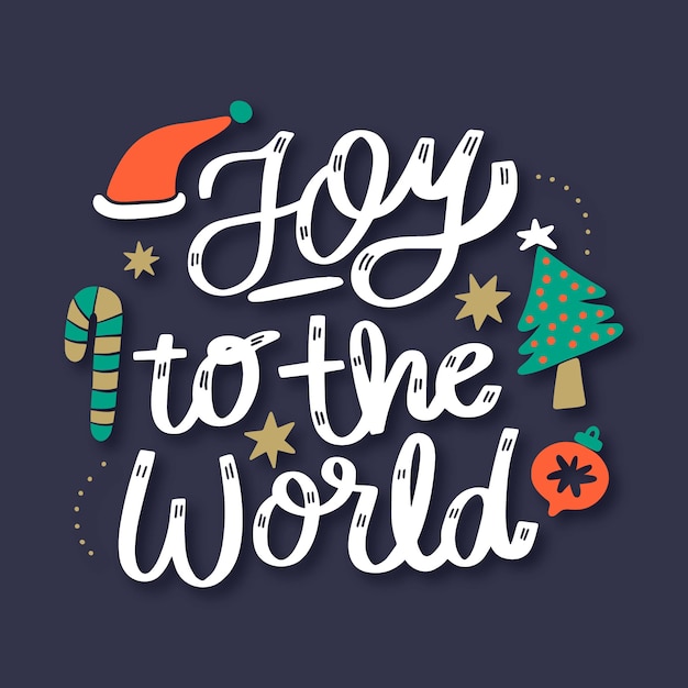 Free vector hand drawn christmas joy to the world lettering