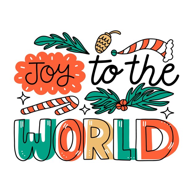 Hand drawn christmas joy to the world lettering