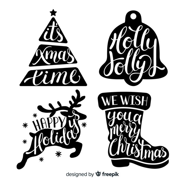 Hand drawn christmas label collection