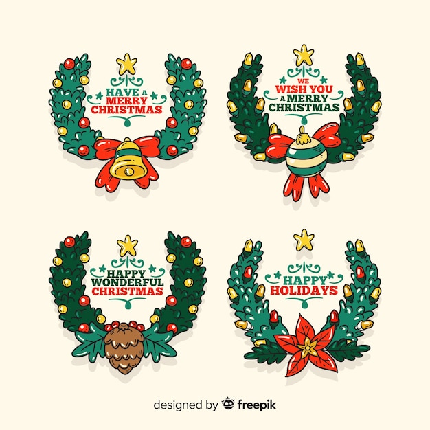 Hand drawn christmas label collection